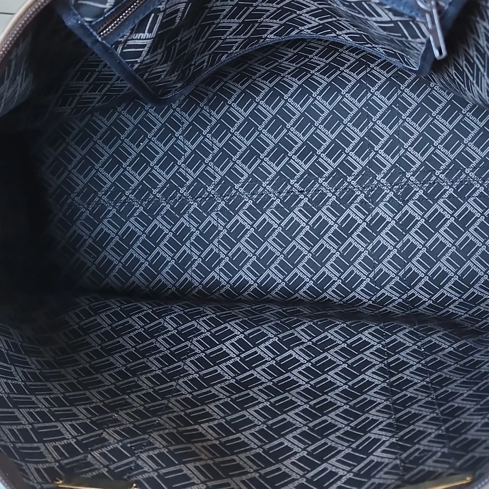 👀SALE💸 Dunhill Black and Brown Leather Travel Tote Duffel Bag